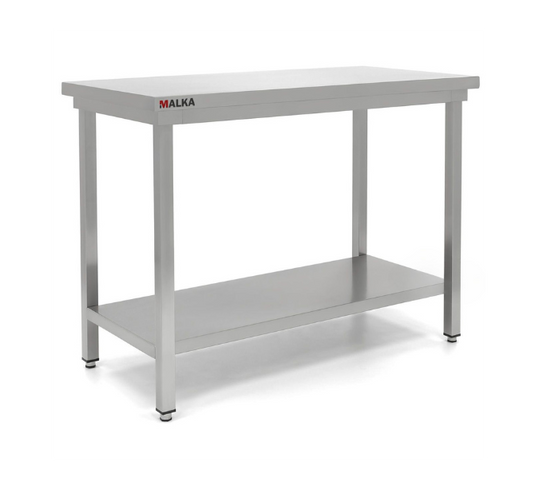Mesas de Trabajo de acero inoxidable Centrales. Fondo 60 cm. Anchos de 60 cm. a 200 cm. Malka