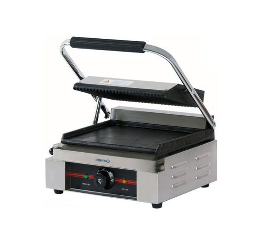 Plancha-Grill Profesional. Base Lisa y tapa Ranurada. Mixta. Ancho 34 cm